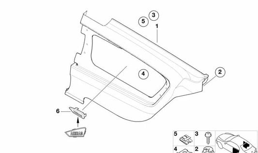 Tapa embellecedora airbag lateral izquierdo OEM 51438253027 para BMW E46. Original BMW.