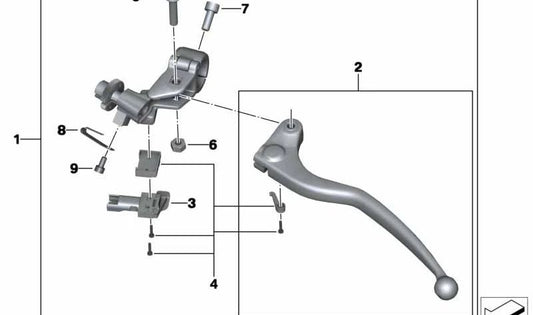 Maneta de embrague plegable HP OEM 32728526289 para BMW Motorrad SK42 (HP4) modelos 2012-2014. Original BMW Motorrad.