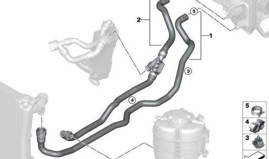 Manguera de refrigerante (ida) OEM 64219398954 para BMW G20, G20N, G21, G21N, G28, G28N, G22, G22N, G23, G23N, G26, G26N, G42. Recambio original BMW.