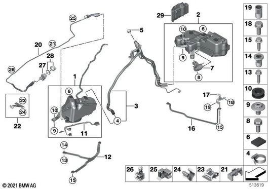 Aktive SCR-Halterung OEM 16197403541 für BMW 1er F20, F21 und 2er F22, F23 LCI. Original BMW.