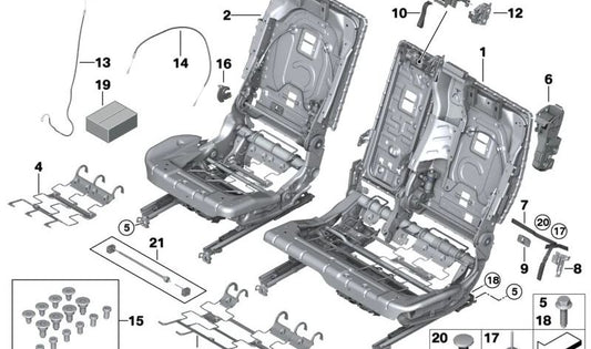 Rechte Schloss für BMW G21, G81, Serie 4 G26, X3 F97, G01, X4 F98, G02, X5 F95, G05, X6 F96, G06, XM G09 (OEM 52207394888). Original BMW