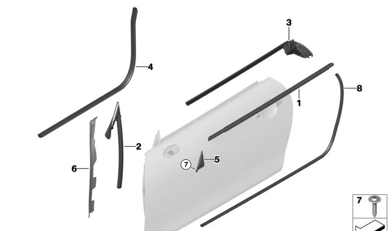 Sellado de panel protector esquina interior derecha OEM 51335A4CF98 para MINI F56, F56 BEV, F56 LCI, F66, Cabrio F57... y más. Original MINI.