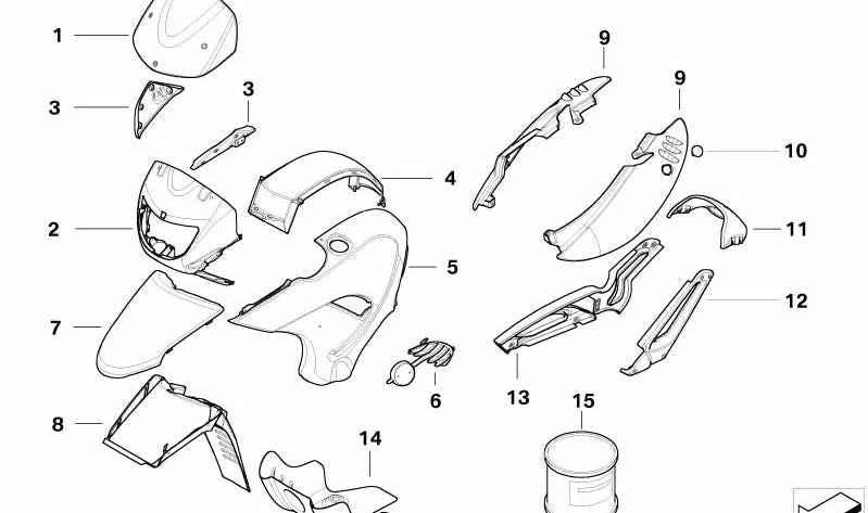 Forro com primer direito OEM 46637727214 para BMW G 650 GS (R13) 2010-2015. Originais BMW Motorrad.