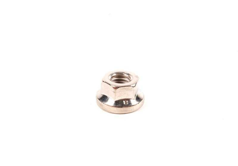Hexagonal nut with flange for BMW E81, E82, E87, E88, G42, G87, E90, E91, E92, E93, F30, F31, G20, G28, G80, F32N, F33N, F36N, G22, G82, E60, F07, F10, f11, f18, g60, e63, e64, f06, f12, f13, f01, f02, f04, g70, f92, g15, g16, e84, e83, e85, e86, e89 und