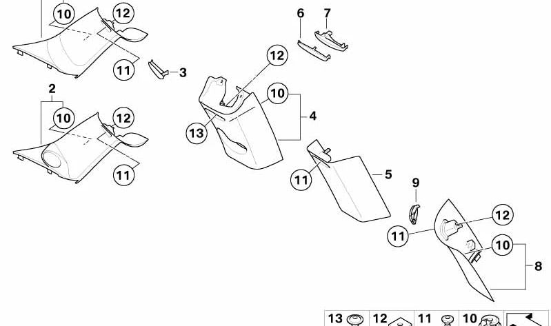 Caperuza "Airbag" columna C izquierda OEM 51432756067 para MINI Clubman R55 (2006-2014). Original MINI.