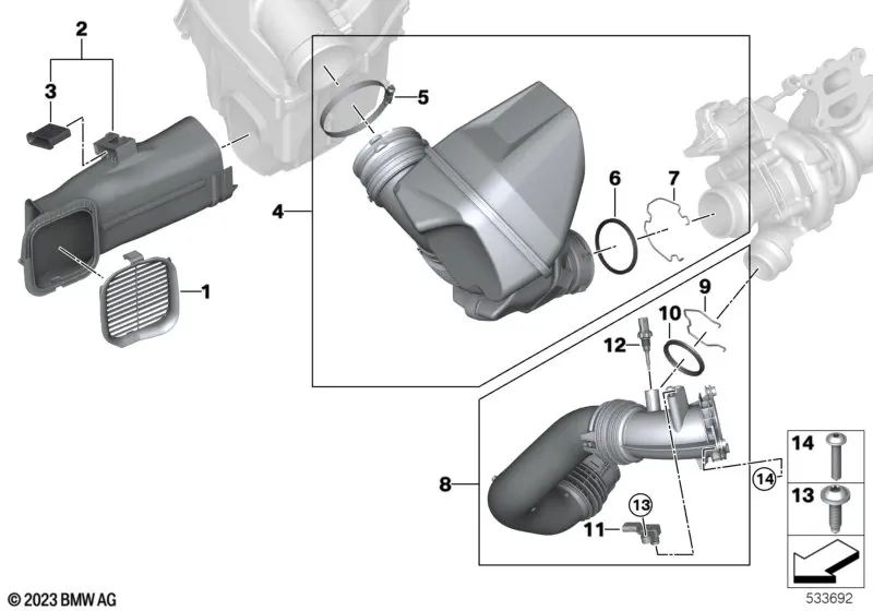 Versiegelungsbrett für BMW 2 G42 -Serie, 3 G20N -Serie, G21N, G28N, 4 G22, G22N, G23, G23N, G26, G26N, 5 G60 -Serie, G61, G68, Z4 G29 (OEM 13718697845). Original BMW.