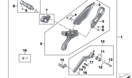 Pedal de freio OEM 35219898539 para BMW Motorrad S1000 RR (K67), M 1000 RR (K66). BMW Motorrad original.