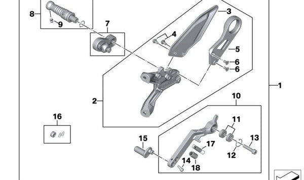 Pedal de freno OEM 35219898539 para BMW Motorrad S1000 RR (K67), M 1000 RR (K66). Original BMW Motorrad.