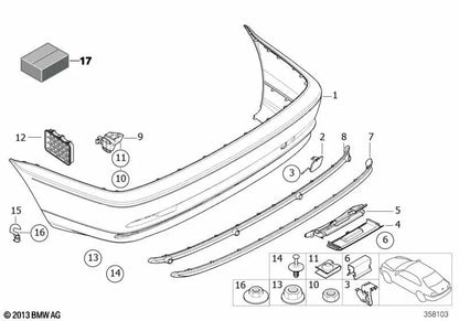Embellecedor inferior central para BMW Serie 3 E46 (OEM 51128212413). Original BMW.