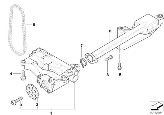 Tubo de admisión con junta OEM 11417790058 para BMW Serie 5 E60, E61, Serie 7 E65. Original BMW.