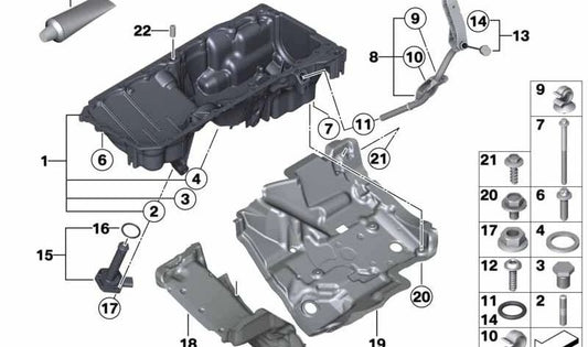 Corte de óleo OEM 11137823203 para BMW F30, F30N, F31, F31N, F34, F34N, F32, F32N, F33, F33N, F36, F36N, F25, F26. BMW original sobressalente.