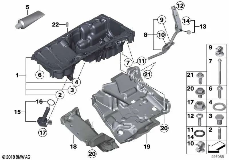 Akustische Abdeckung für die BMW 3 F30 -Serie, F31, F34, 4 F32, F33, F36, X3 F25, X4 F26 (OEM 11148575820). Original BMW.