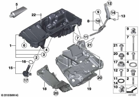Akustische Abdeckung für die BMW 3 F30 -Serie, F31, F34, 4 F32, F33, F36, X3 F25, X4 F26 (OEM 11148575820). Original BMW.