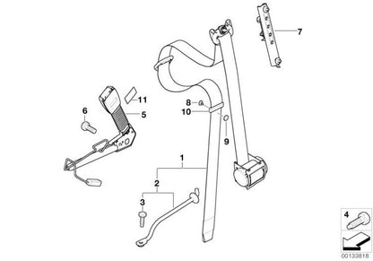 Cinturón de seguridad delantero derecho OEM 72111505913 para MINI R50, R53. Original MINI.