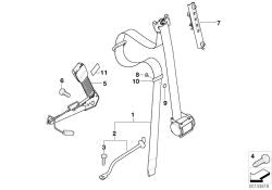 Cinturón seguridad delantero izquierdo con limitador fuerza OEM 72111505914 para MINI R50, R53 (años 2000 en adelante). Original MINI.