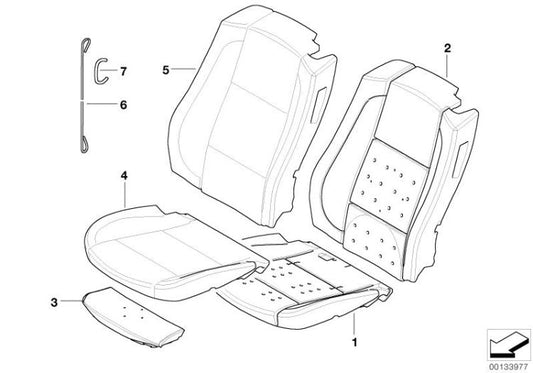Funda respaldo asiento básico cuero izquierdo color Chateau OEM 52109137361 para BMW Serie 6 E64, E64 LCI. Original BMW.