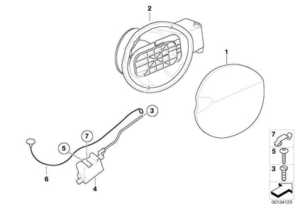 Electric motor of the OEM filling cap 67116987633 for BMW E87 116i, 118i, 118d. Original BMW.