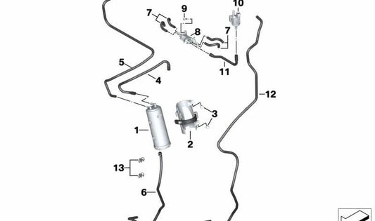 Tubería de combustible válvula purga depósito OEM 16135B40D30 para motos BMW S 1000 R, S 1000 RR, M 1000 R, M 1000 RR... y más. Original BMW Motorrad.