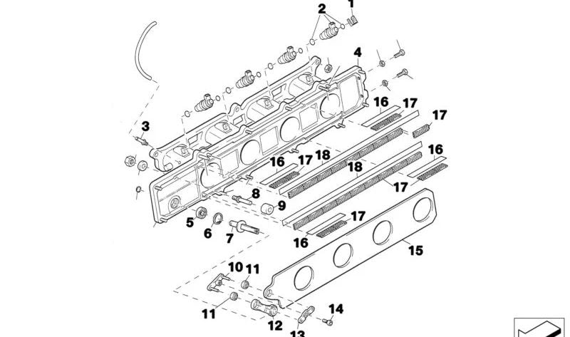 Galga de espesores OEM 13542195037 para BMW E36 320i STC. Pieza original BMW utilizada en el sistema de inyección. Dimensiones: 311x10x0,55 mm.