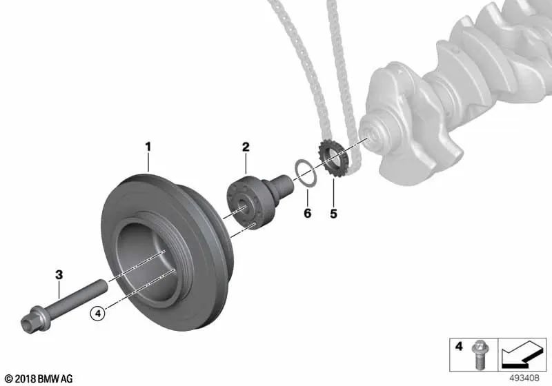 Parafuso de flange para BMW E84, F25, F26, F15, F16, E89 (OEM 11217614270). BMW original