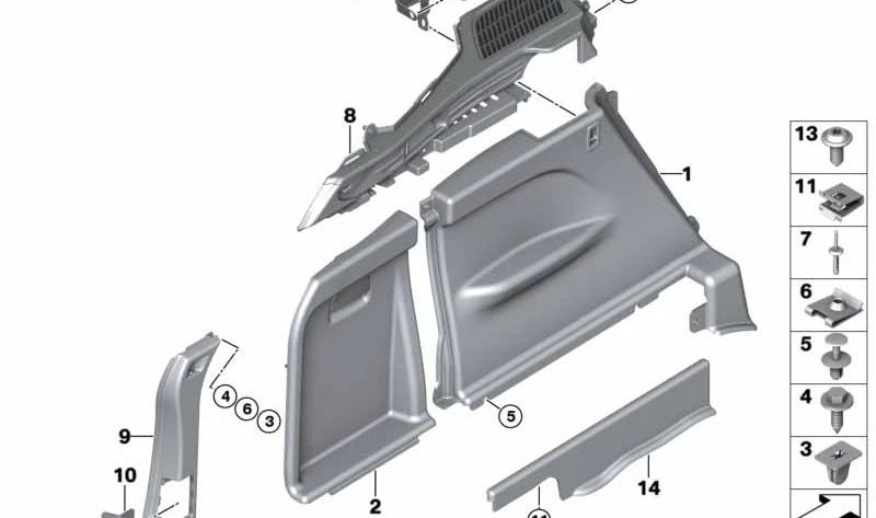Revestimiento del maletero delantero izquierdo para BMW X5 F15, F85 (OEM 51477326703). Original BMW