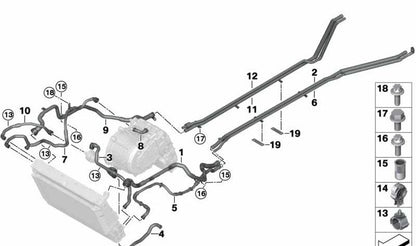 Tubo de refrigerante OEM 17127640822 para BMW I12 (i8 Coupé), I15 (i8 Roadster). Original BMW
