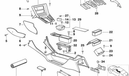 Compartimento portaobjetos OEM 51161970225 para BMW E31. Original BMW.