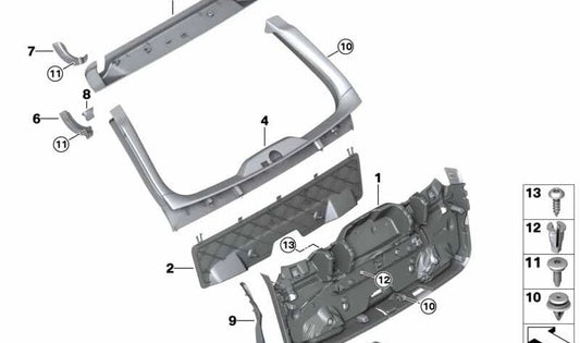 Tapa canaleta agua derecha OEM 51499448946 para BMW G31 (Todos los modelos compatibles: 518d, 520d, 520i, 530d, 520d xDrive, 530d xDrive, 520e). Original BMW.