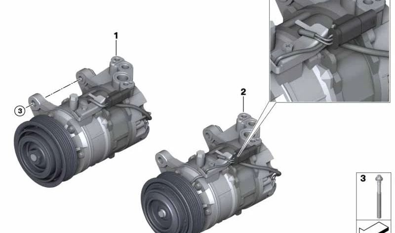 Ar condicionado de embreagem magnética OEM 64529399060 para BMW F20, F21, F34, F32, F07, F10, F11, F06, F12, F13, F01, F02, E70, F15, E71, F16. BMW original.