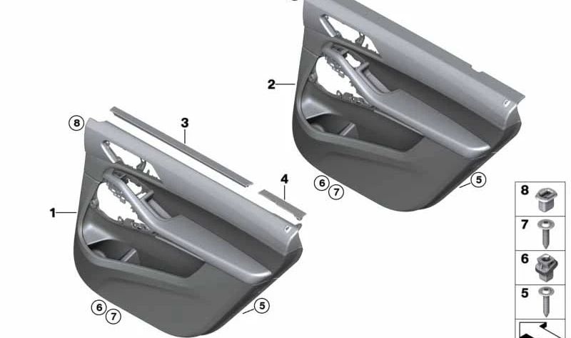 Rear left door trim for BMW X7 G07 (OEM 51429474231). Original BMW