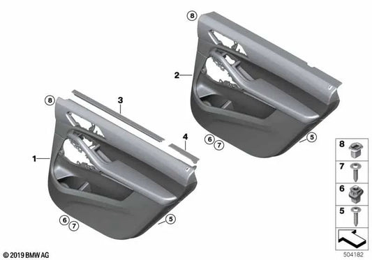 Rear left door trim for BMW G07, G07N (OEM 51429474275). Original BMW