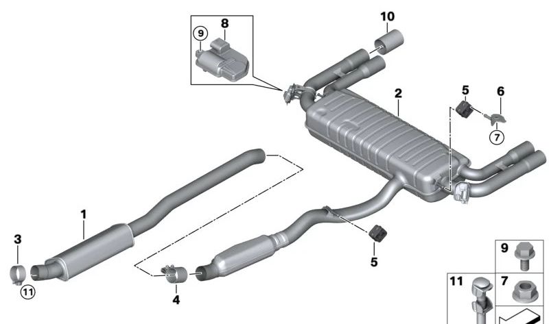 Válvula de escape OEM 18305A045A6 para BMW F70, U11, U10, G45, U25. Original BMW.