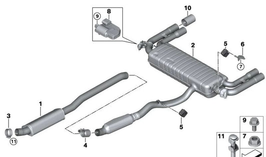 Válvula de escape OEM 18305A045A6 para BMW F70, U11, U10, G45, U25. Original BMW.