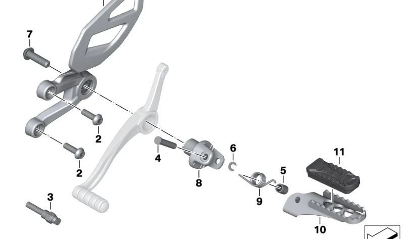 Vorderes Fußrastengehäuse OEM 46718553841 für BMW S 1000 XR (K49) Motorräder. Original BMW Motorrad.