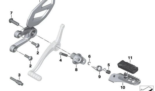 Vorderes Fußrastengehäuse OEM 46718553841 für BMW S 1000 XR (K49) Motorräder. Original BMW Motorrad.