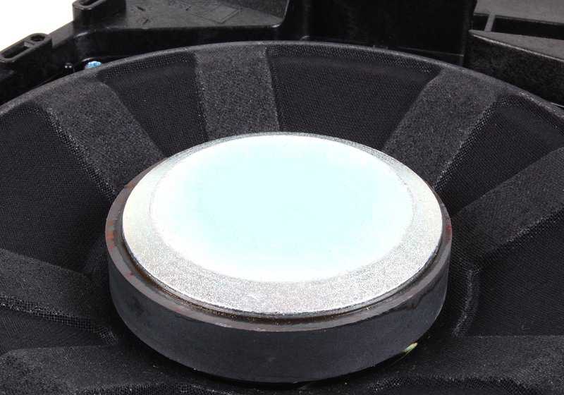 Altavoz subwoofer central izquierdo OEM 65139143143 para BMW E81, E82, E87, E87N, E88, E90, E90N, E91, E91N, E92, E92N, E93, E93N, E84. Sistema de sonido HiFi. Original BMW.