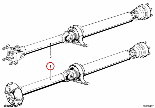 Arbre de transmission pour boîte automatique OEM 26101227764 pour BMW Série 5 E34 540i arrière... et plus. Original BMW.