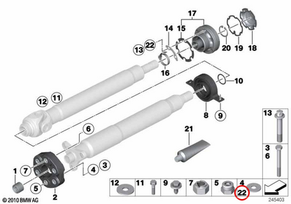 OEM transmission axis 26102284017 for BMW E90, E92, E93. Original BMW.