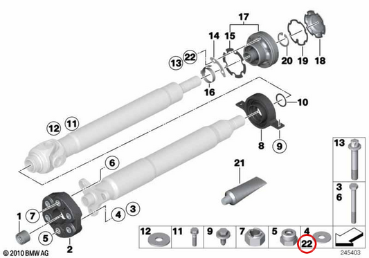 OEM transmission axis 26102284017 for BMW E90, E92, E93. Original BMW.