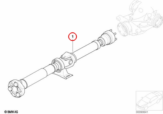 Arbre de transmission pour boîte manuelle OEM 26107573585 pour BMW Série 5 E60 LCI 530i et E61 LCI 530i, propulsion, L=1670 mm. Original BMW.