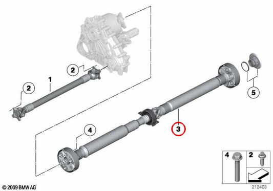Transmission axis for Automatic gearbox OEM 26107614673 for BMW F07. Original BMW.