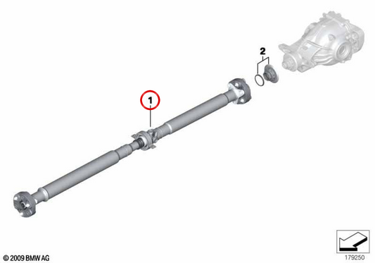 Kardanwelle für Automatikgetriebe OEM 26107630840 für BMW 7er F02 LCI 740Li Hinterradantrieb, Länge 1863 mm. Original BMW.