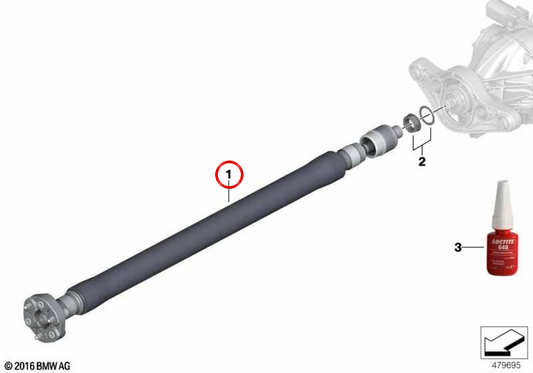 Árbol de transmisión OEM 26108089609 para BMW F80, F82, F83. Original BMW.