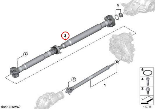 Árbol de transmisión trasero OEM 26108484621 para BMW Serie 6 Gran Turismo G32 640d xDrive. Original BMW.