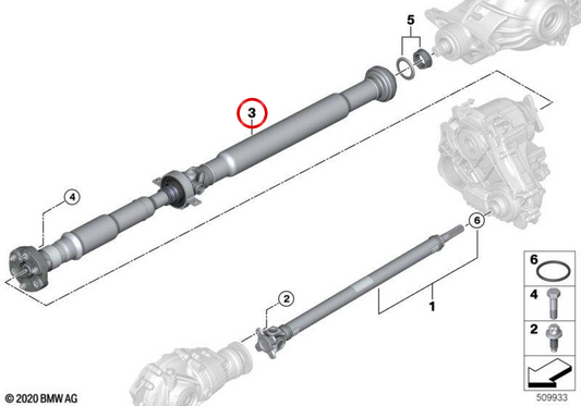 Asse di trasmissione OEM 2610832921 per BMW G30, G31. BMW originale.
