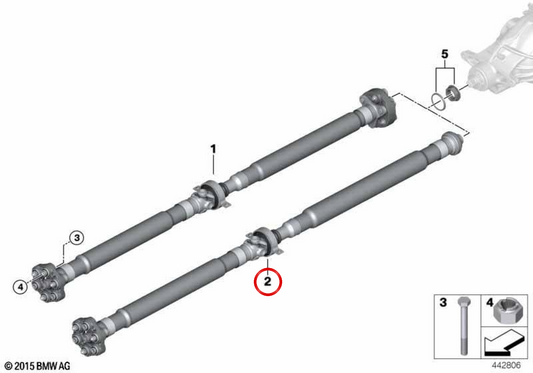 Transmisión central trasera OEM 26108869516 para BMW Serie 5 G60, G61, G30, G31. Original BMW.