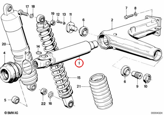 Albero cardanico OEM 26111241630 per moto BMW K100, K100 RS, K100 RT. BMW Motorrad originale.
