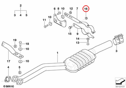 Nut con rondella OEM 26117574872 per BMW E36, E46, E39, E60, E61, E63, E64, E38, E83 e Z3. BMW originale.