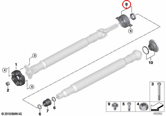 Supporto di trasmissione in alluminio centrale 26118859155 per BMW G29. BMW originale.