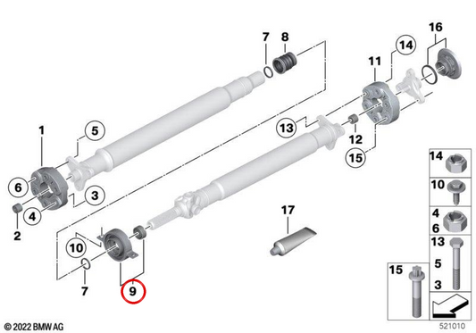 Support de l'arbre à transmission centrale OEM 26128848464 pour BMW G42, G06. BMW d'origine.